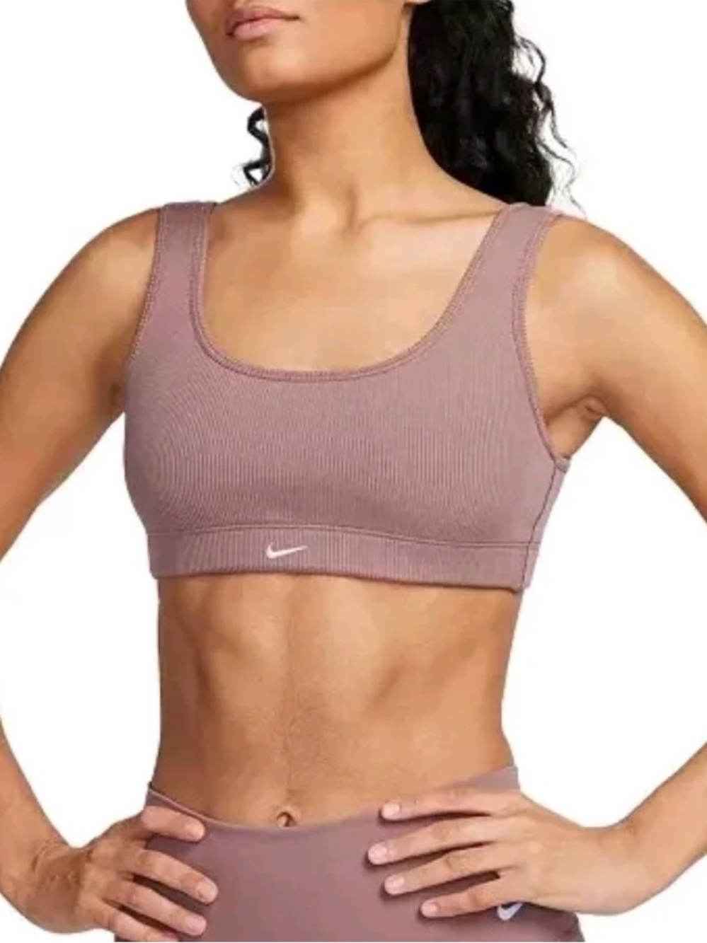 Nike Alate All U Light Support Rubbed Sports Bra in Dusty Mauve